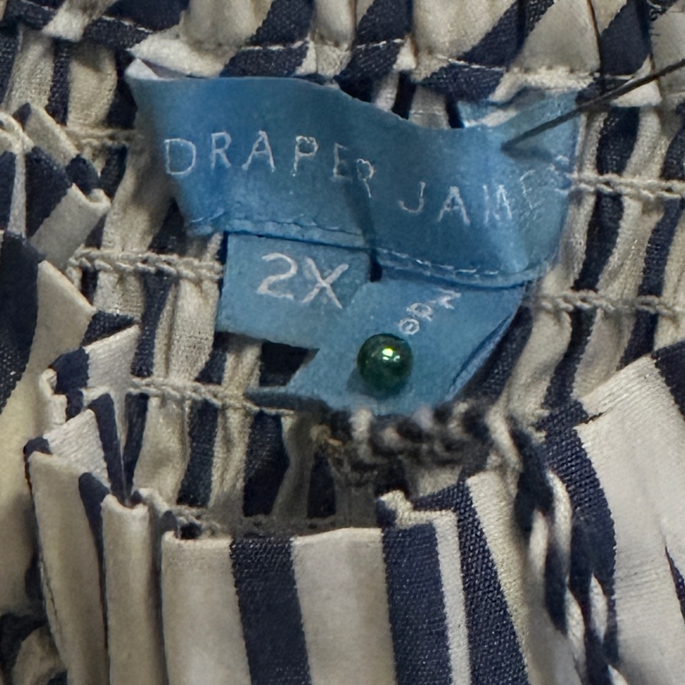 Draper James "Cam" Navy Blue and White Striped Smocked Midi Dress 2X - Picture 6 of 14